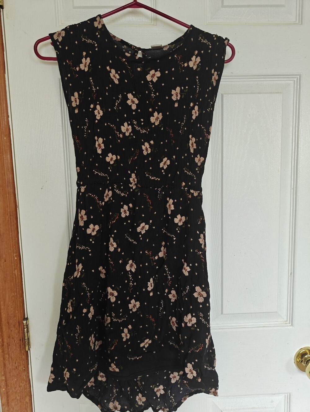 Twik Black Floral Sleeveless Dress with Pink Blossom Print